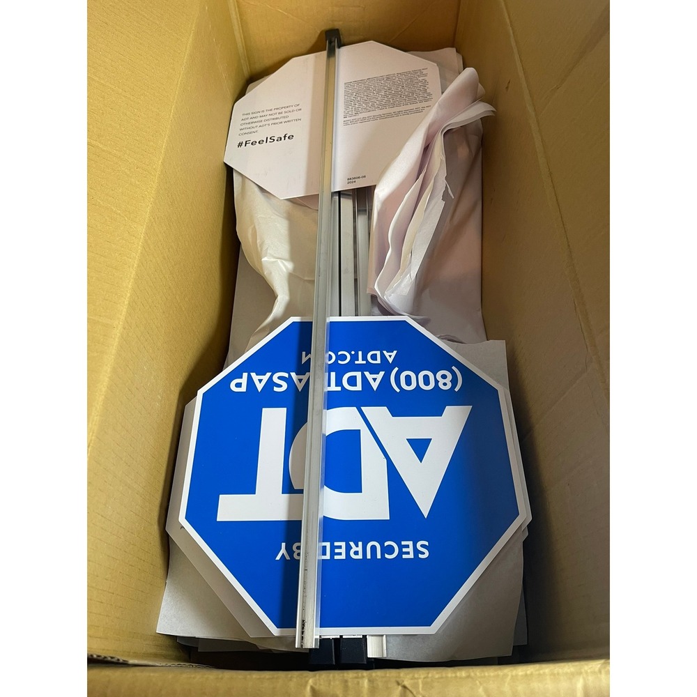 ADT Security Yard Signs with Stakes Blue Octagon Home Protection 29 Count Lot